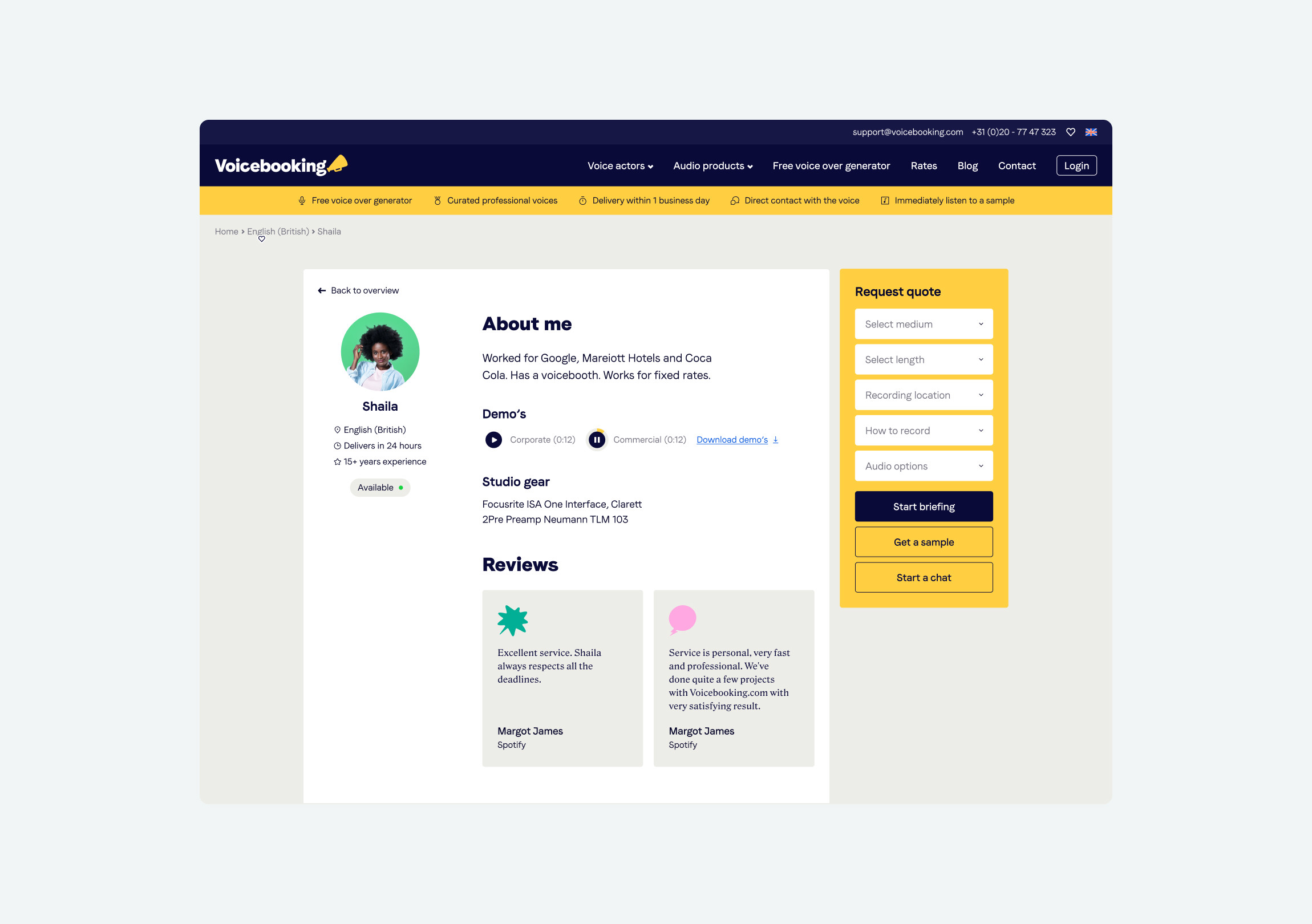 Voicebooking marketing website